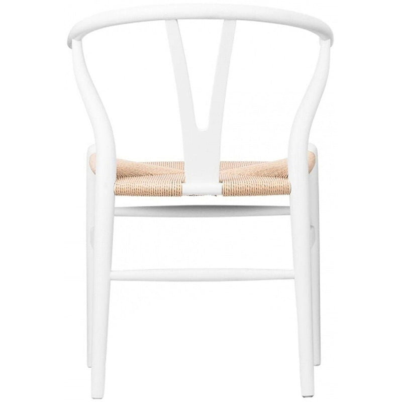 Modern Dining Chair with Woven Paper cord Seat, Solid Wooden Farmhouse Y Back Elbow Side Chair