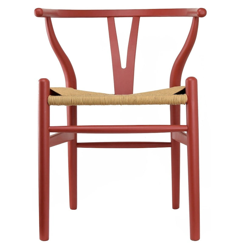 Modern Dining Chair with Woven Paper cord Seat, Solid Wooden Farmhouse Y Back Elbow Side Chair