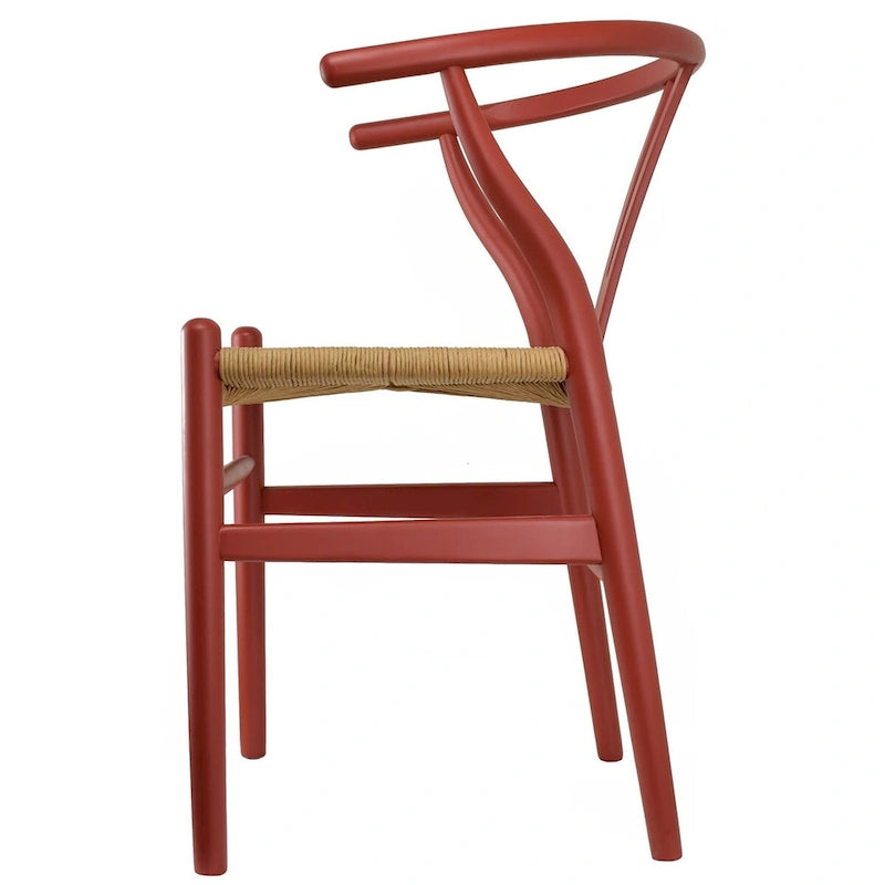 Modern Dining Chair with Woven Paper cord Seat, Solid Wooden Farmhouse Y Back Elbow Side Chair