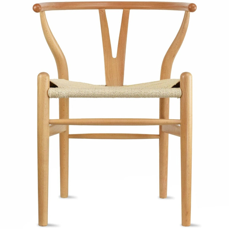 Modern Dining Chair with Woven Paper cord Seat, Solid Wooden Farmhouse Y Back Elbow Side Chair