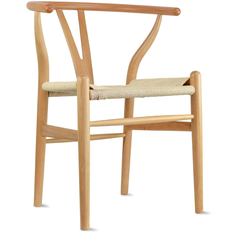Modern Dining Chair with Woven Paper cord Seat, Solid Wooden Farmhouse Y Back Elbow Side Chair
