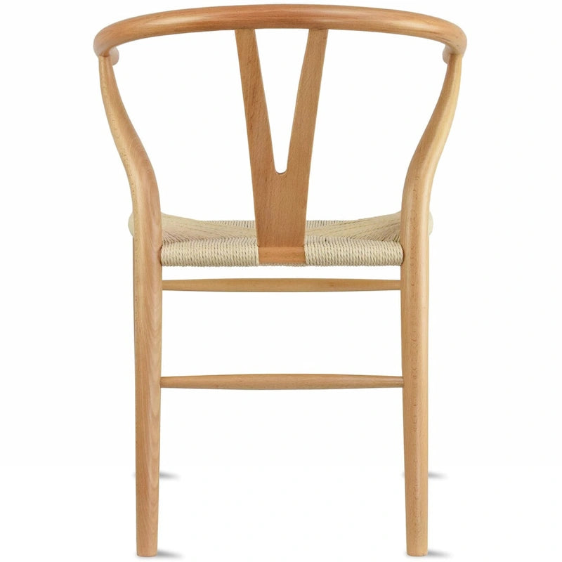 Modern Dining Chair with Woven Paper cord Seat, Solid Wooden Farmhouse Y Back Elbow Side Chair