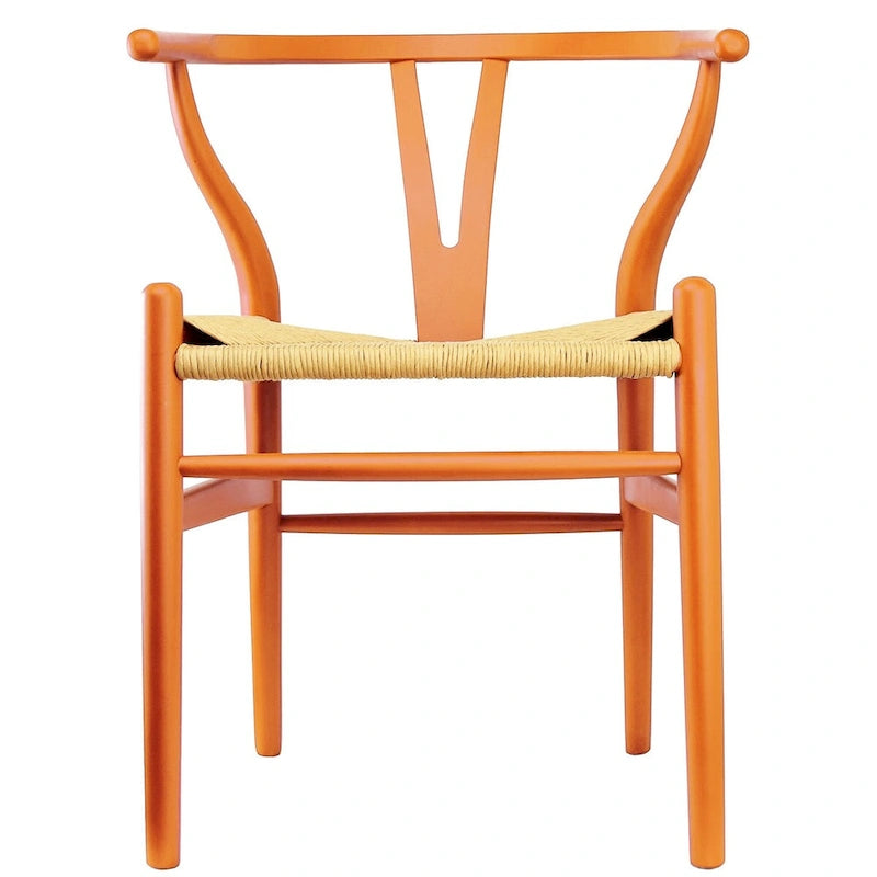Modern Dining Chair with Woven Paper cord Seat, Solid Wooden Farmhouse Y Back Elbow Side Chair