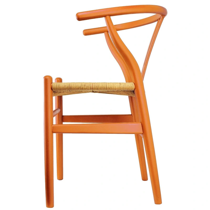 Modern Dining Chair with Woven Paper cord Seat, Solid Wooden Farmhouse Y Back Elbow Side Chair
