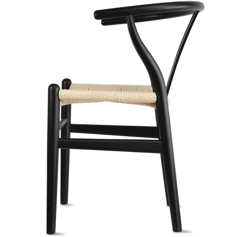 Modern Dining Chair with Woven Paper cord Seat, Solid Wooden Farmhouse Y Back Elbow Side Chair