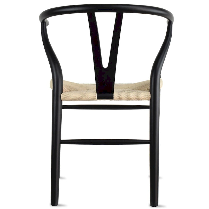 Modern Dining Chair with Woven Paper cord Seat, Solid Wooden Farmhouse Y Back Elbow Side Chair