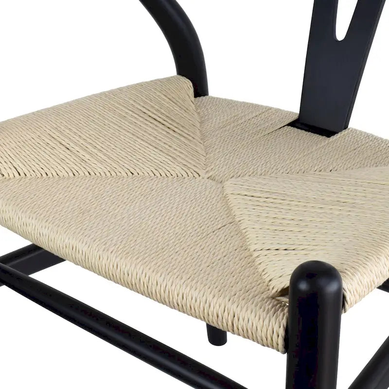 Modern Dining Chair with Woven Paper cord Seat, Solid Wooden Farmhouse Y Back Elbow Side Chair