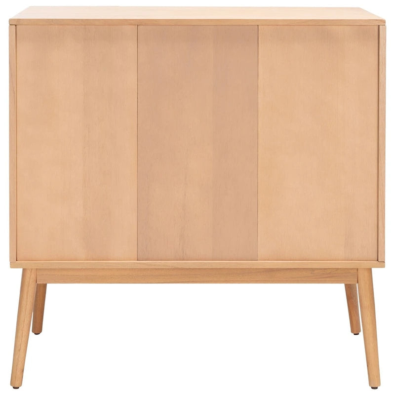 Mid-Century 3-Drawer Chest with Rattan Drawer Accent and Splayed Legs