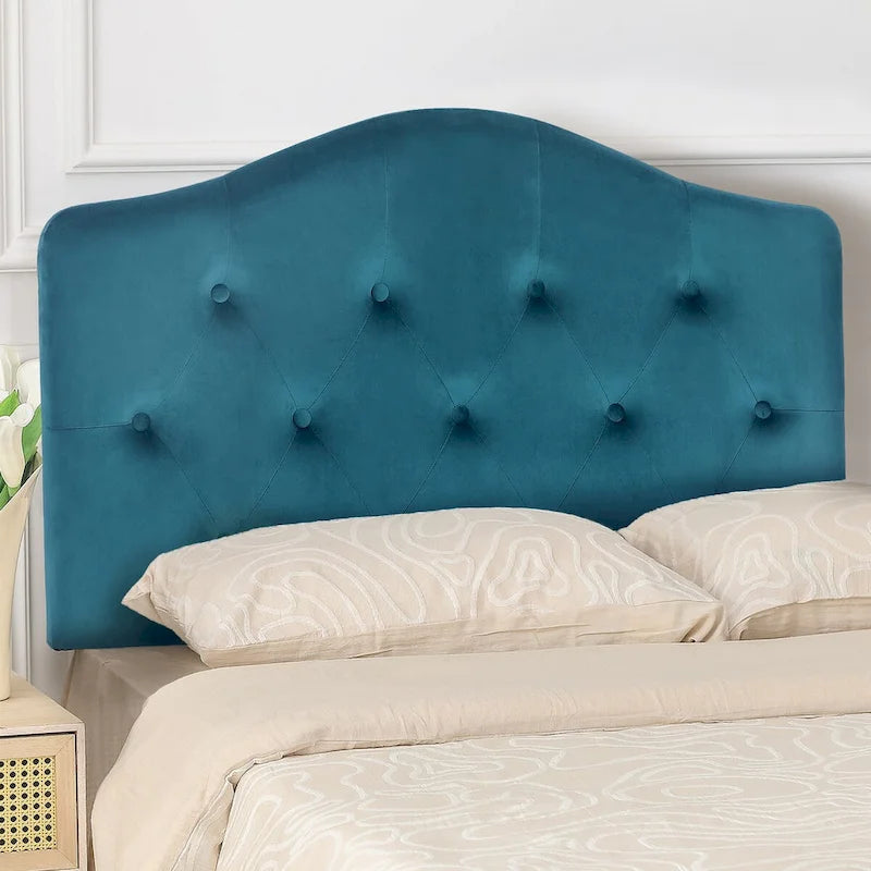 Camelback Tufted Fabric Upholstered Headboard for Twin Bed