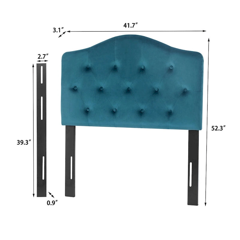 Camelback Tufted Fabric Upholstered Headboard for Twin Bed