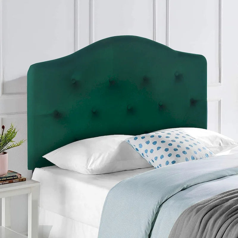 Camelback Tufted Fabric Upholstered Headboard for Twin Bed