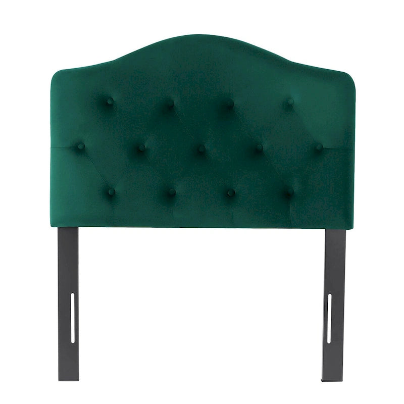 Camelback Tufted Fabric Upholstered Headboard for Twin Bed