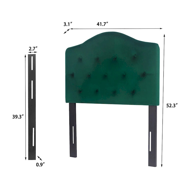 Camelback Tufted Fabric Upholstered Headboard for Twin Bed