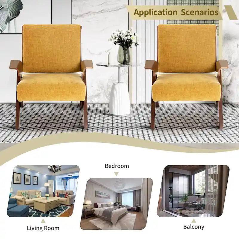Mid Century Modern Accent Chair with Oak Legs and High-Density Foam Seat