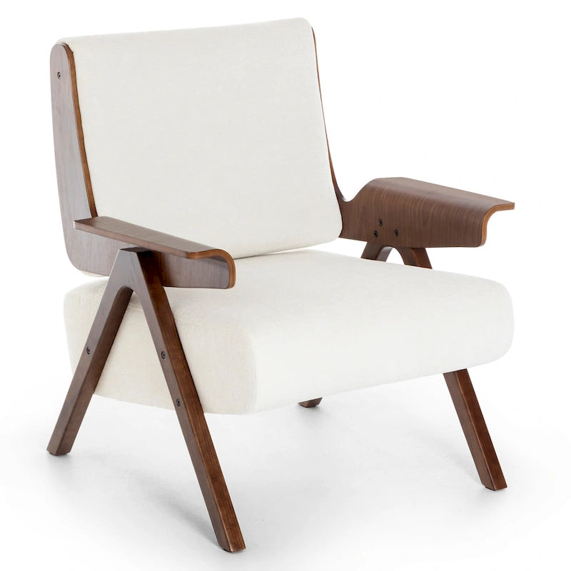 Mid Century Modern Accent Chair with Oak Legs and High-Density Foam Seat
