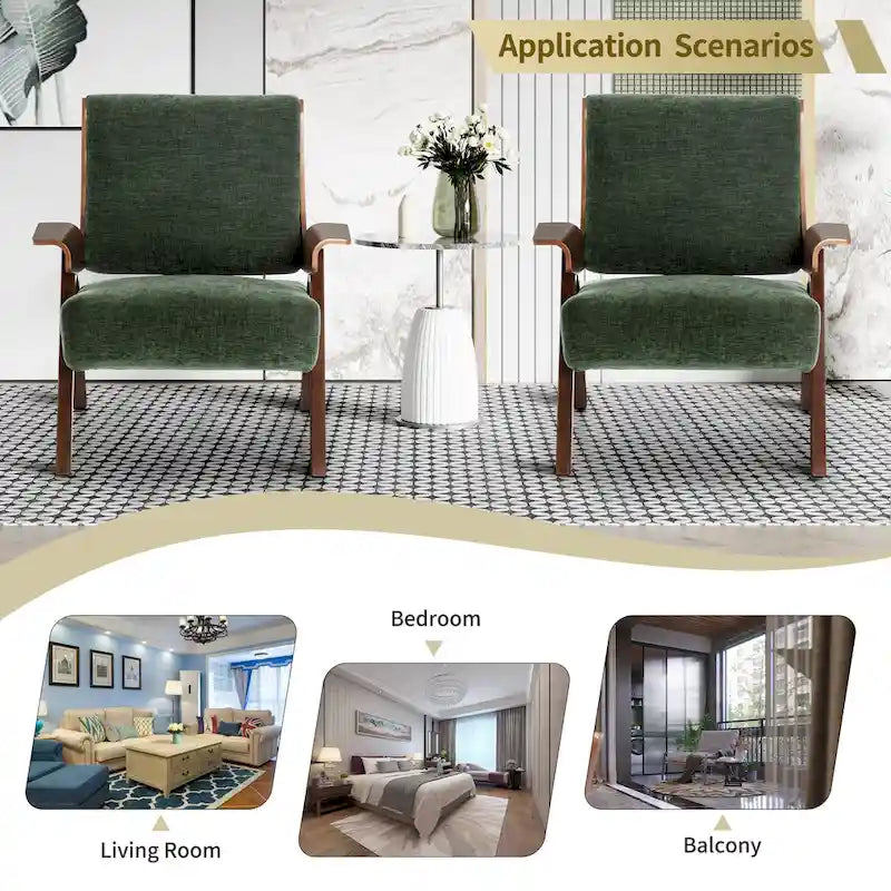 Mid Century Modern Accent Chair with Oak Legs and High-Density Foam Seat