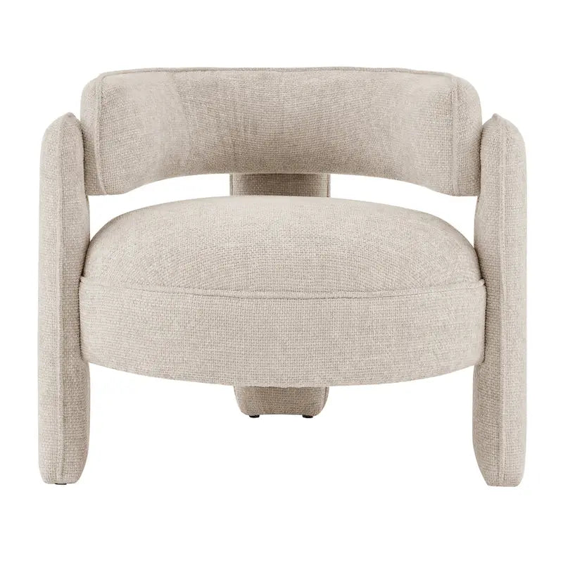 Curved Accent Arm Chair with Chenille Fabric and Round Low Seat
