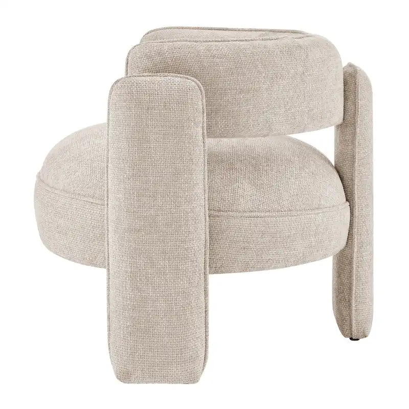 Curved Accent Arm Chair with Chenille Fabric and Round Low Seat
