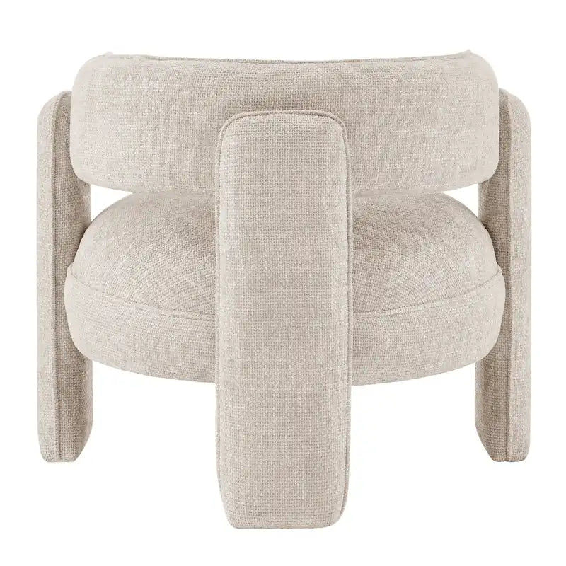 Curved Accent Arm Chair with Chenille Fabric and Round Low Seat