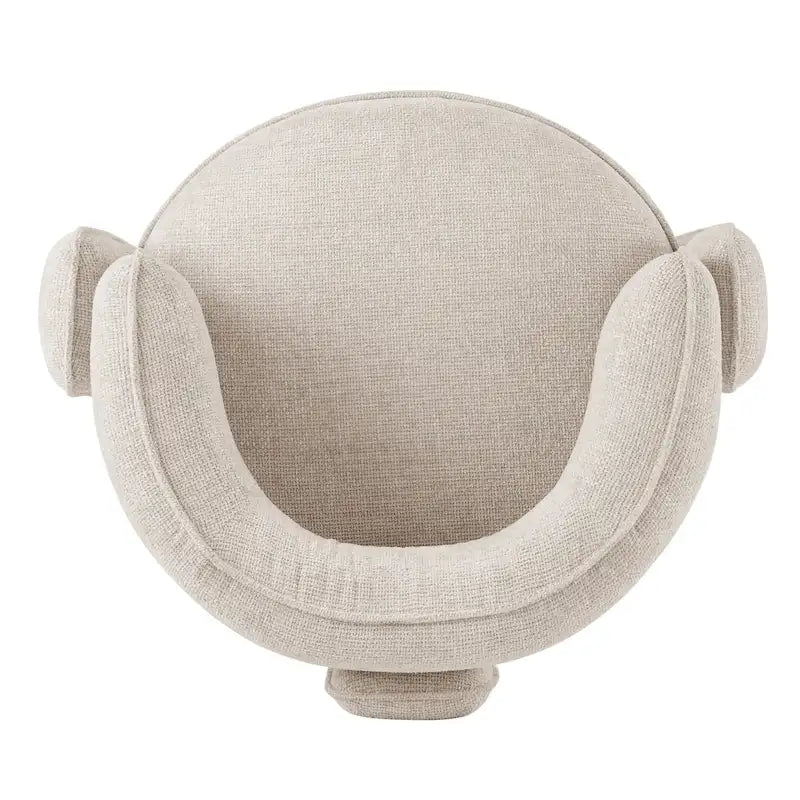 Curved Accent Arm Chair with Chenille Fabric and Round Low Seat