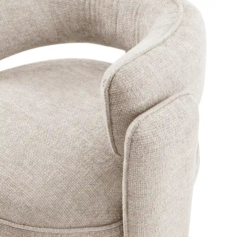 Curved Accent Arm Chair with Chenille Fabric and Round Low Seat