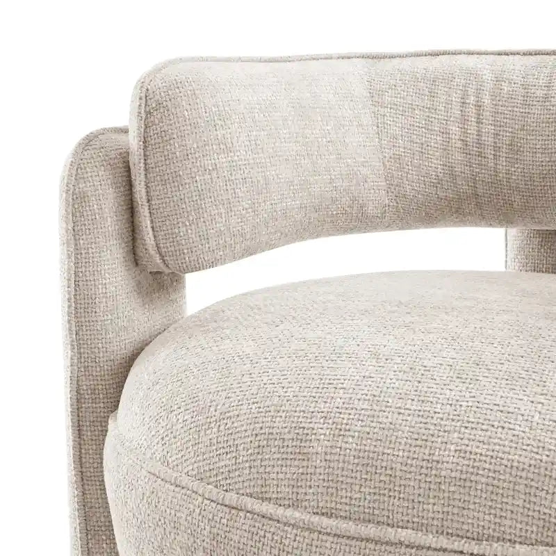 Curved Accent Arm Chair with Chenille Fabric and Round Low Seat