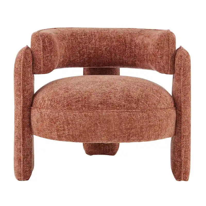 Curved Accent Arm Chair with Chenille Fabric and Round Low Seat