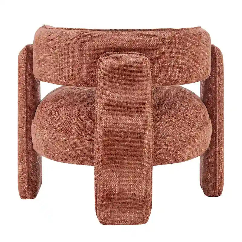 Curved Accent Arm Chair with Chenille Fabric and Round Low Seat