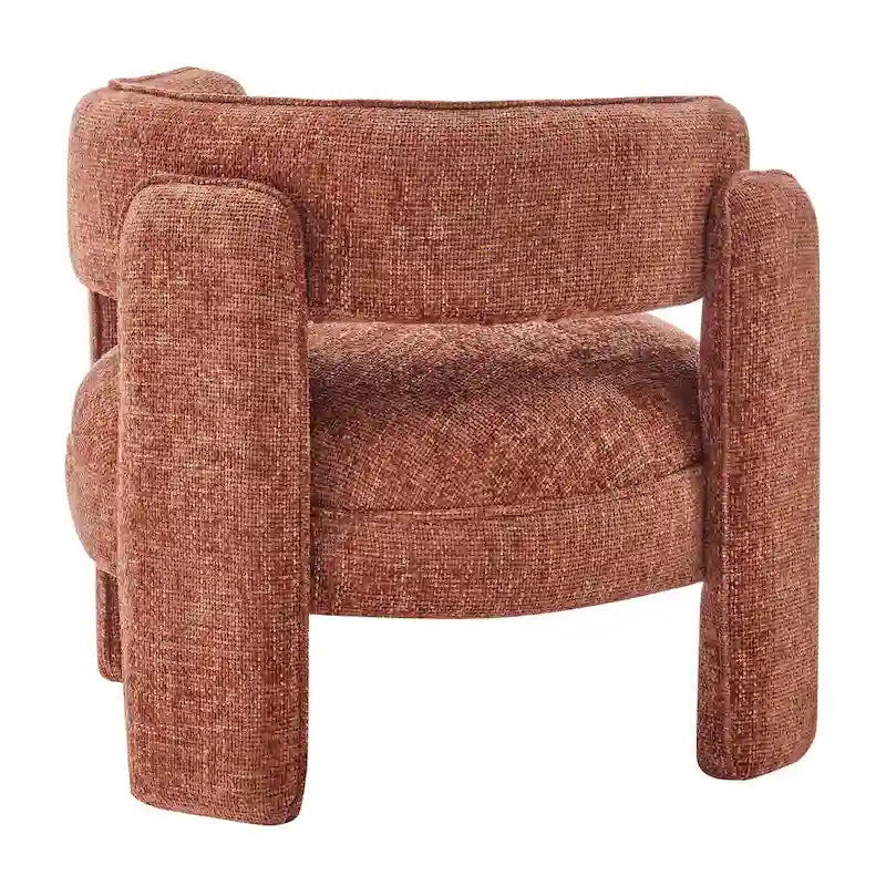 Curved Accent Arm Chair with Chenille Fabric and Round Low Seat