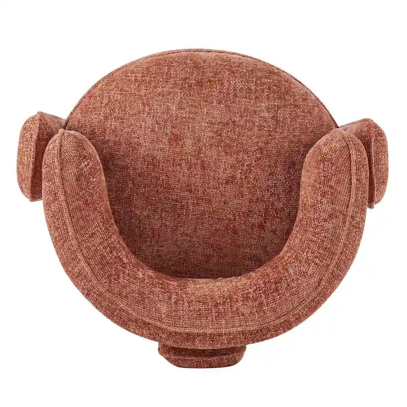 Curved Accent Arm Chair with Chenille Fabric and Round Low Seat