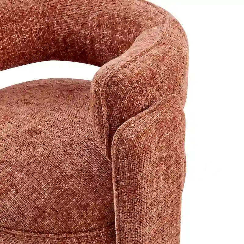 Curved Accent Arm Chair with Chenille Fabric and Round Low Seat