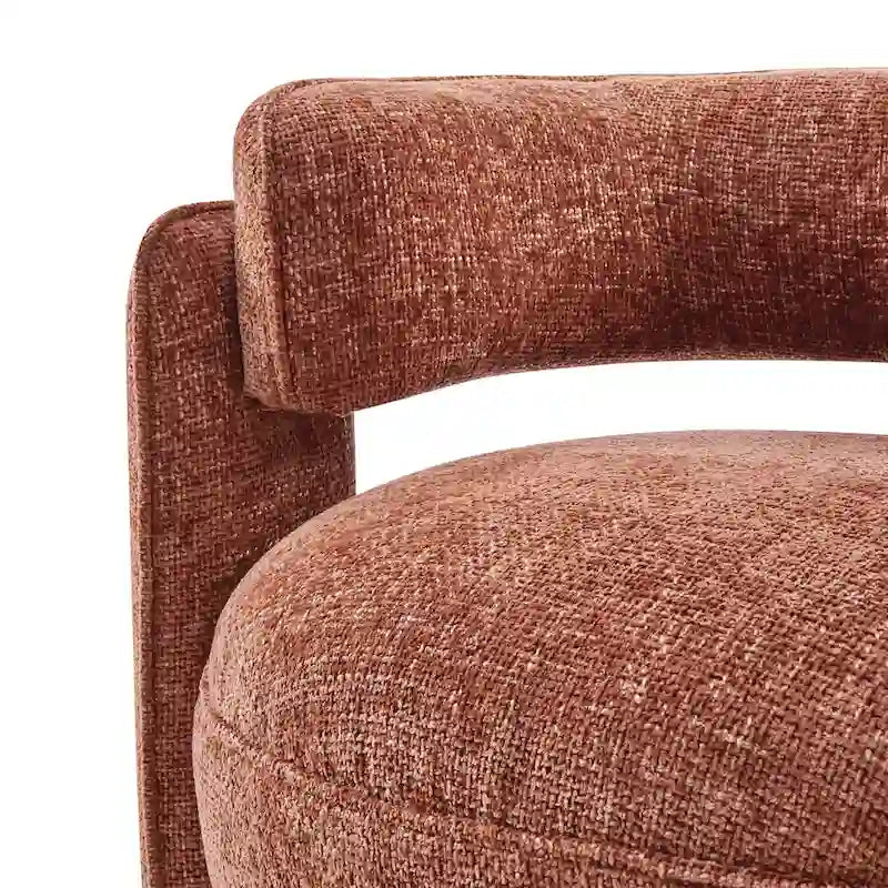 Curved Accent Arm Chair with Chenille Fabric and Round Low Seat