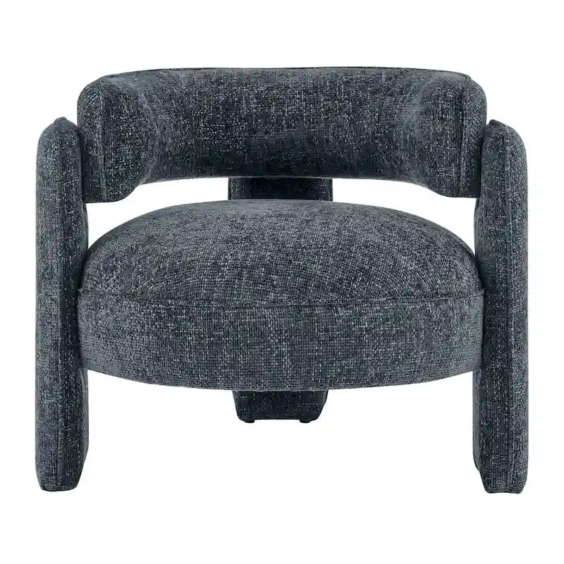 Curved Accent Arm Chair with Chenille Fabric and Round Low Seat