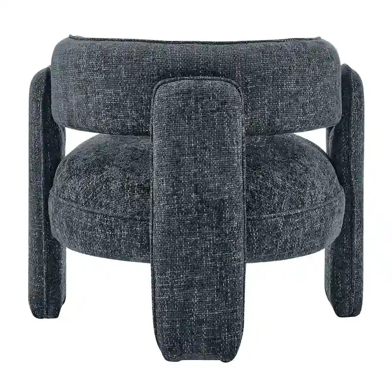 Curved Accent Arm Chair with Chenille Fabric and Round Low Seat
