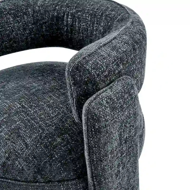 Curved Accent Arm Chair with Chenille Fabric and Round Low Seat