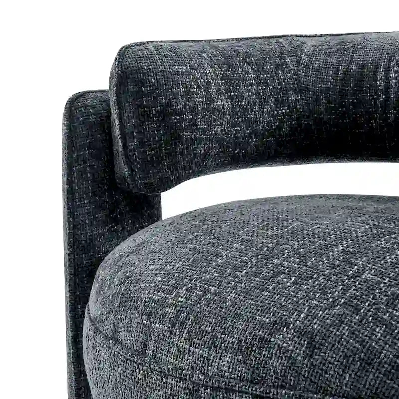 Curved Accent Arm Chair with Chenille Fabric and Round Low Seat
