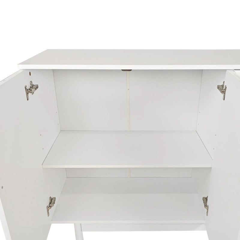 4-Door Intaglio Storage Cabinet with Pine Legs