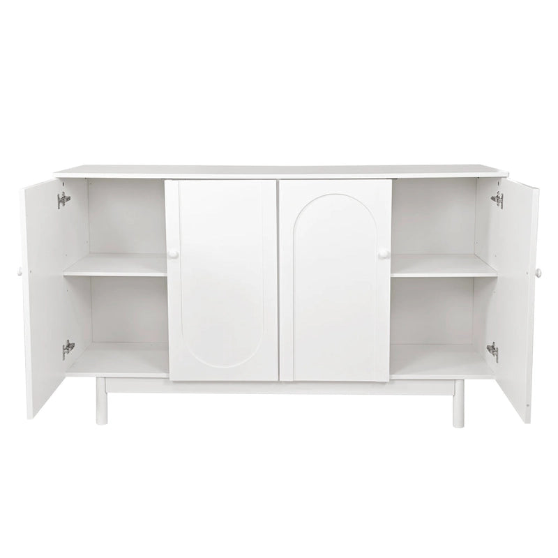 4-Door Intaglio Storage Cabinet with Pine Legs