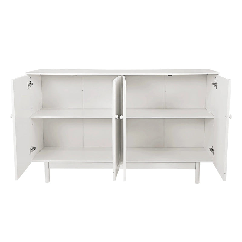 4-Door Intaglio Storage Cabinet with Pine Legs