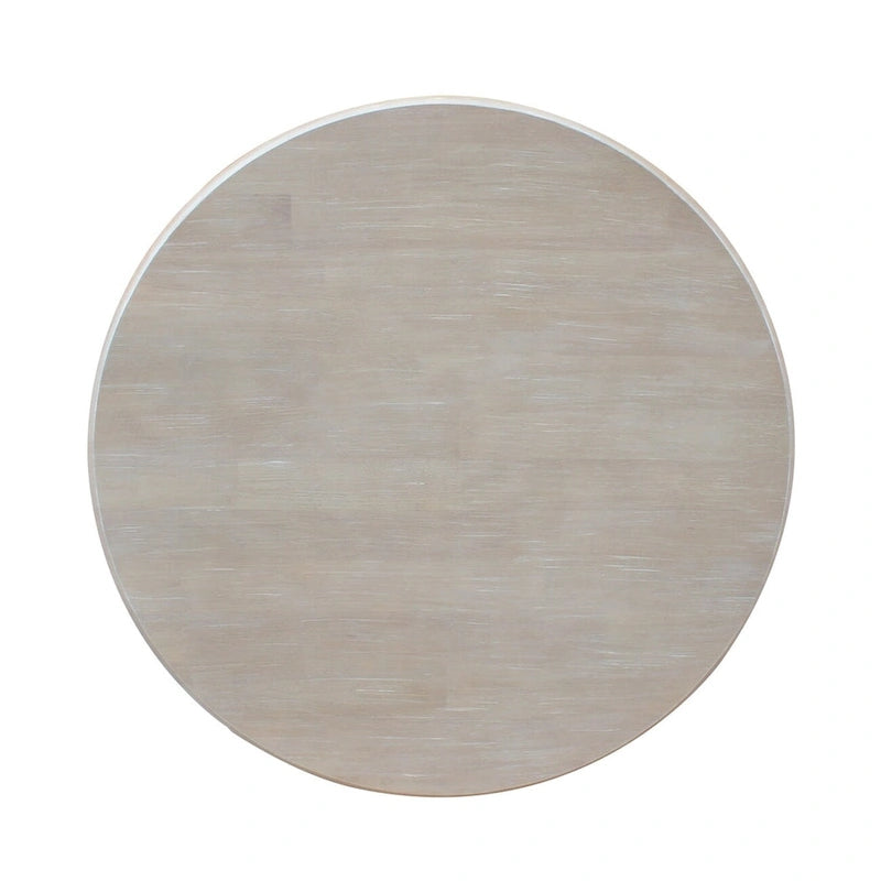 36 x 36 Inch Round Solid Wood Pedestal Dining Table in Washed Gray