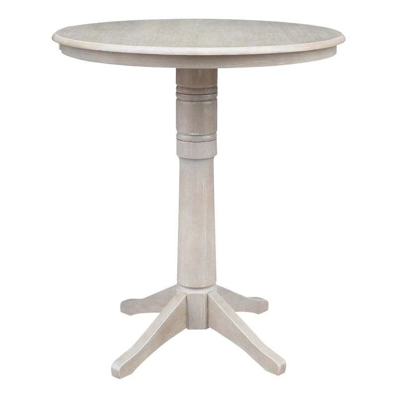 36 x 36 Inch Round Solid Wood Pedestal Dining Table in Washed Gray