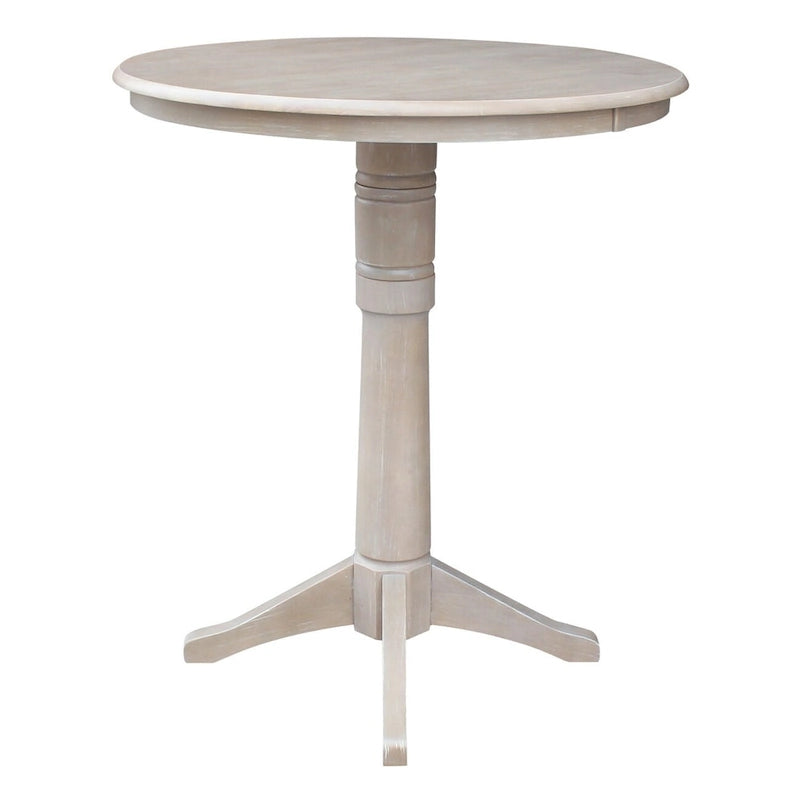 36 x 36 Inch Round Solid Wood Pedestal Dining Table in Washed Gray