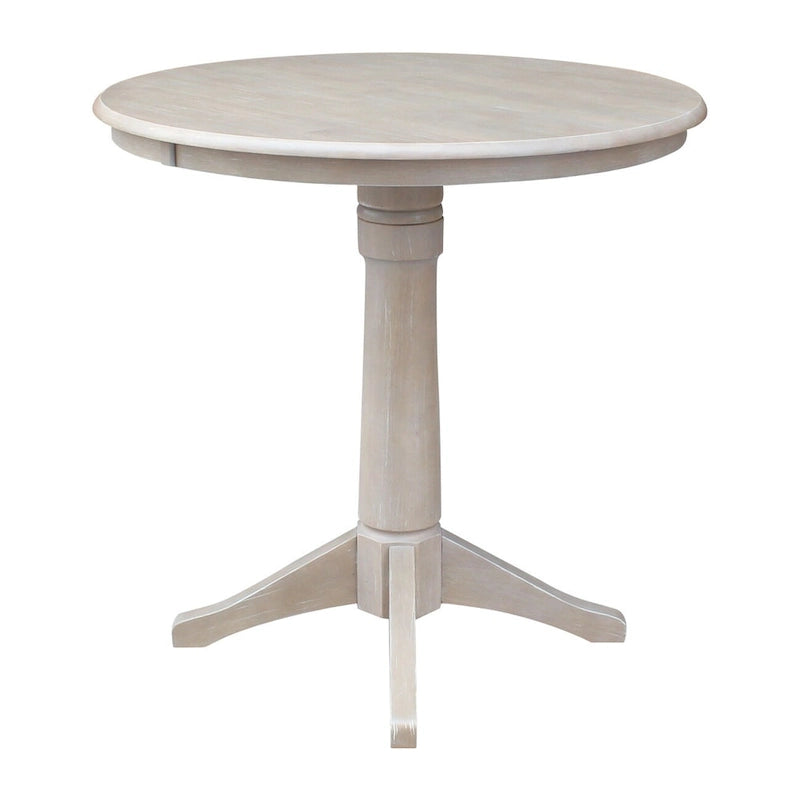 36 x 36 Inch Round Solid Wood Pedestal Dining Table in Washed Gray