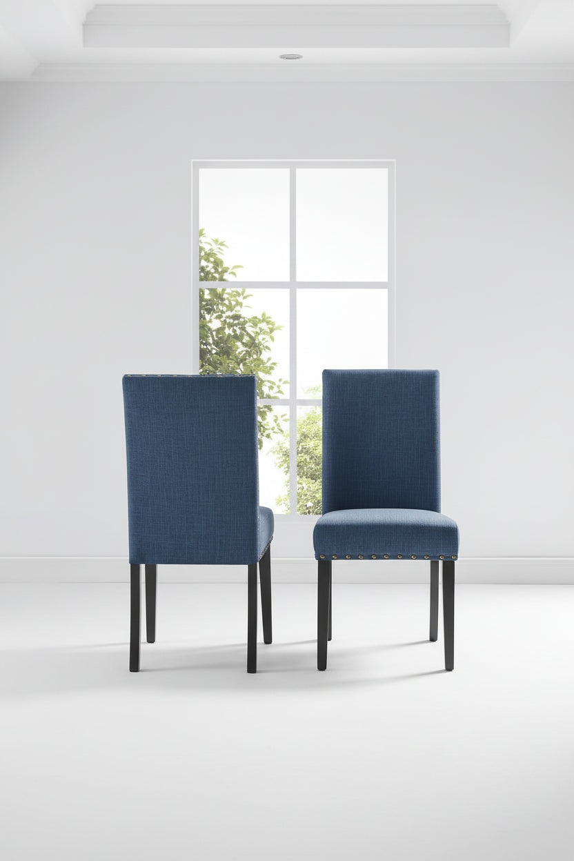 Fabric Dining Chairs with Nailhead Trim,Set of 2