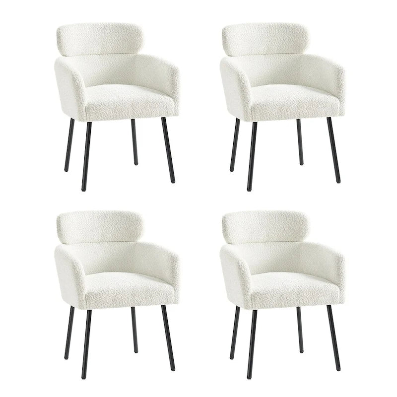 Modern Boucle Fabric Dining Chair with Metal Legs and Adjustable Feet, Set of 4