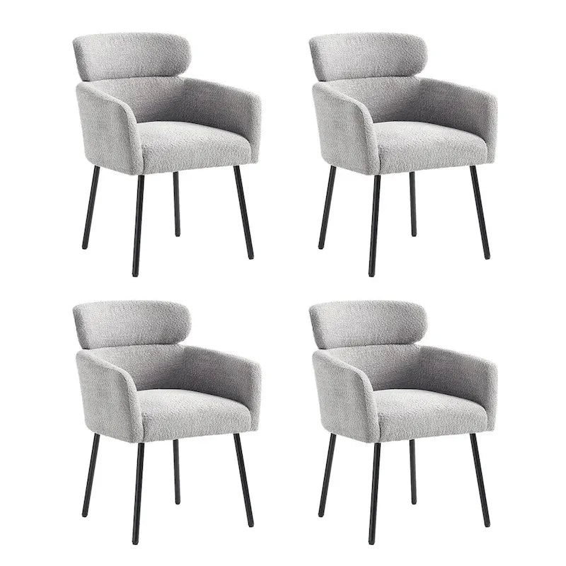 Modern Boucle Fabric Dining Chair with Metal Legs and Adjustable Feet, Set of 4