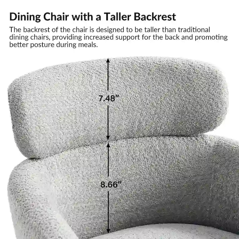 Modern Boucle Fabric Dining Chair with Metal Legs and Adjustable Feet, Set of 4