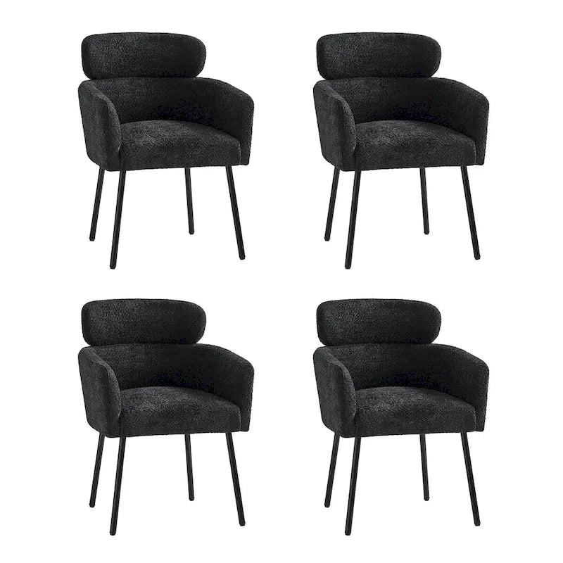 Modern Boucle Fabric Dining Chair with Metal Legs and Adjustable Feet, Set of 4