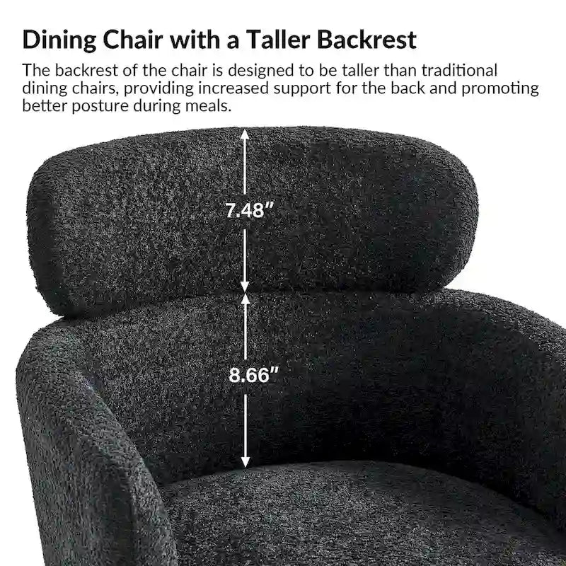 Modern Boucle Fabric Dining Chair with Metal Legs and Adjustable Feet, Set of 4