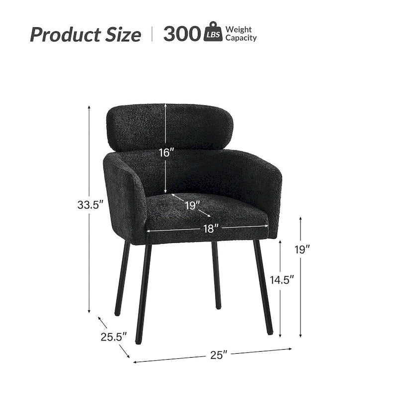 Modern Boucle Fabric Dining Chair with Metal Legs and Adjustable Feet, Set of 4